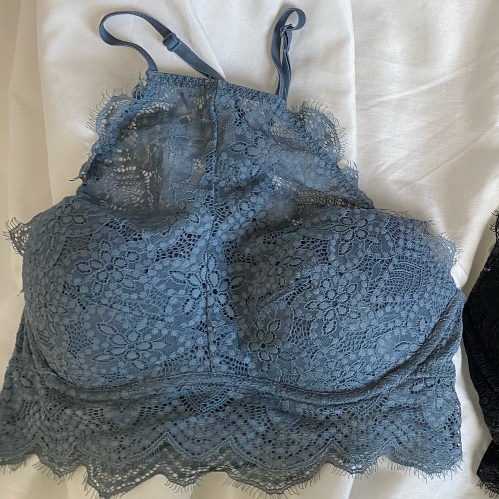 PINK Eyelash Lace Push Up High Neck Bralette